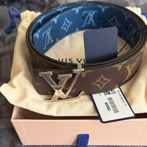 Louis Vuitton Monogram Reversible Belt in Brown and Blue